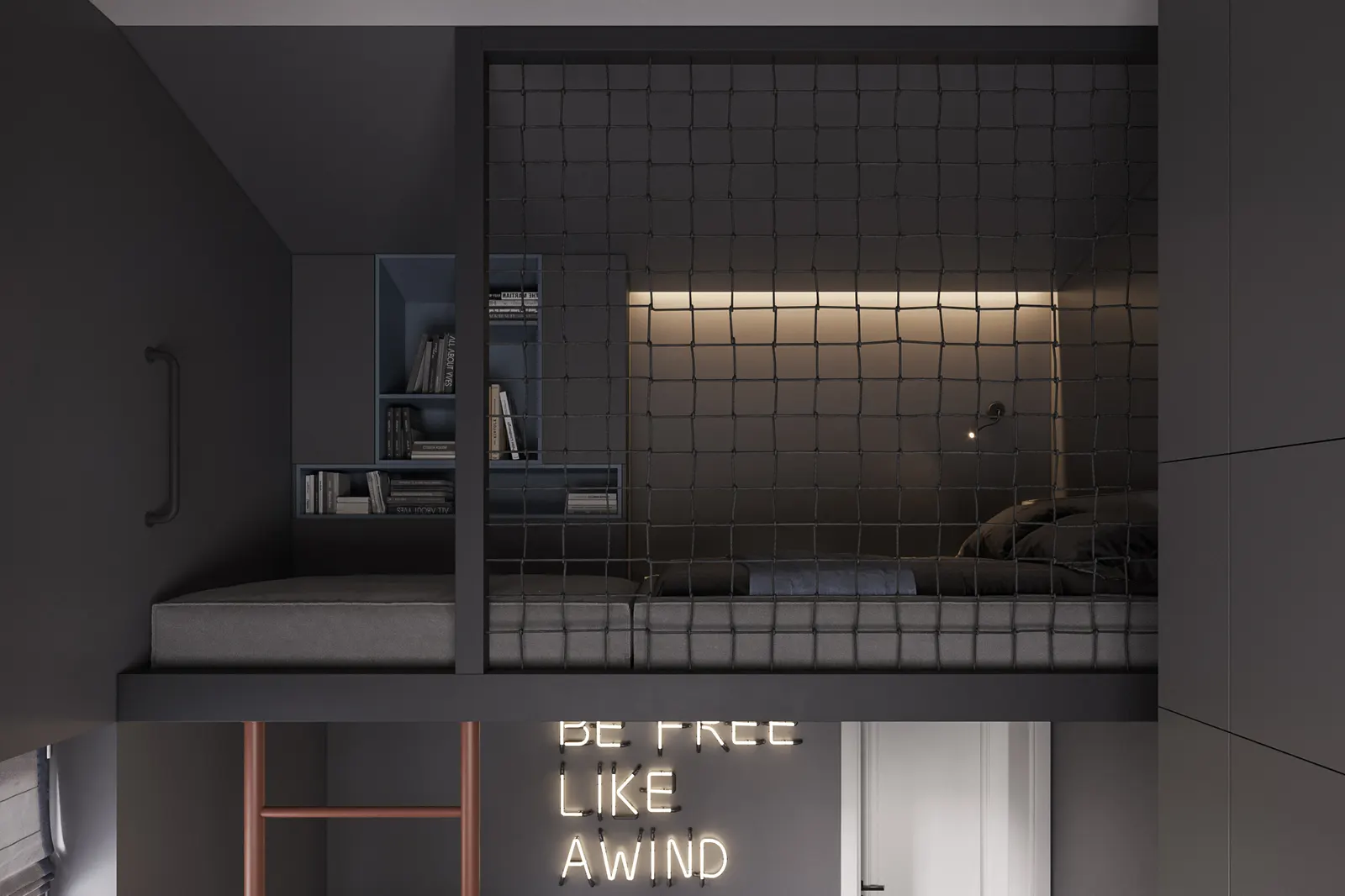 Комната · графичные акценты — КП Альпийские Горки, 3D-визуализация, ракурс 3