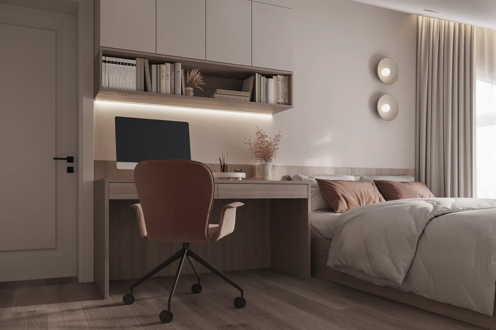 Комната · светлая палитра — КП Альпийские Горки, 3D-визуализация, ракурс 1