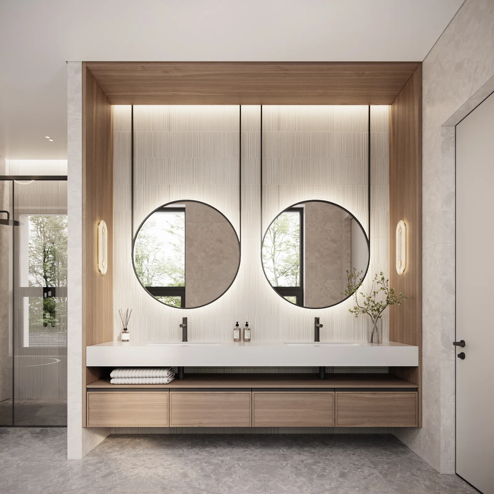 Ванная — Дом в Москве · 223 м², 3D-визуализация, ракурс 1