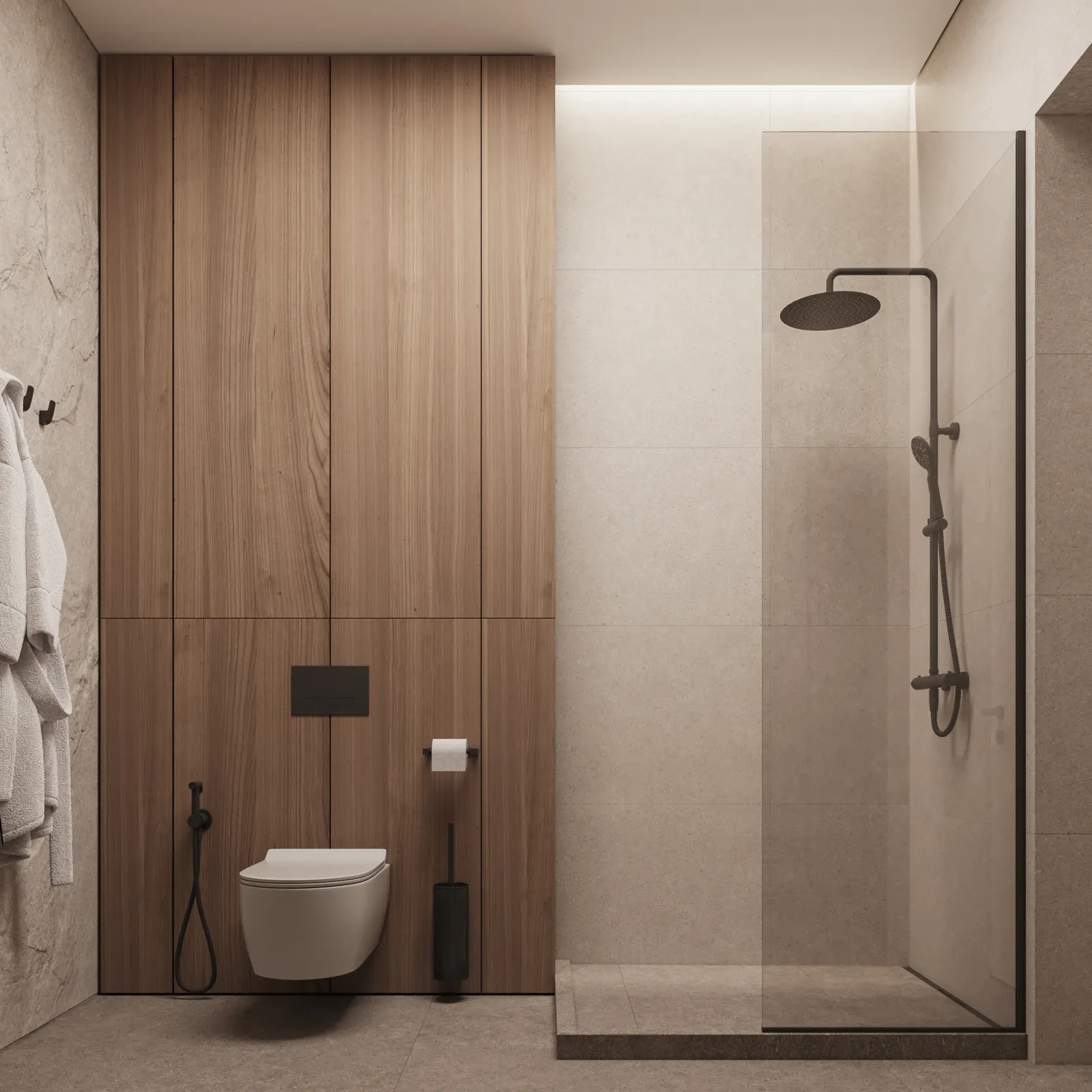 Санузел — Дом в Москве · 223 м², 3D-визуализация, ракурс 2