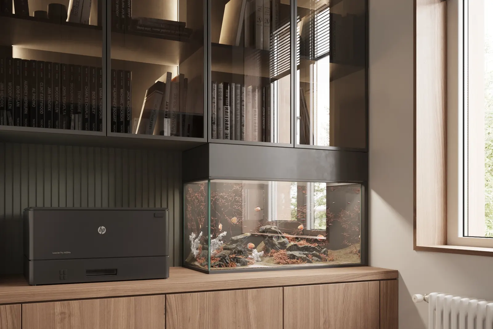 Кабинет — Дом в Воронеже · 163 м², 3D-визуализация, ракурс 3