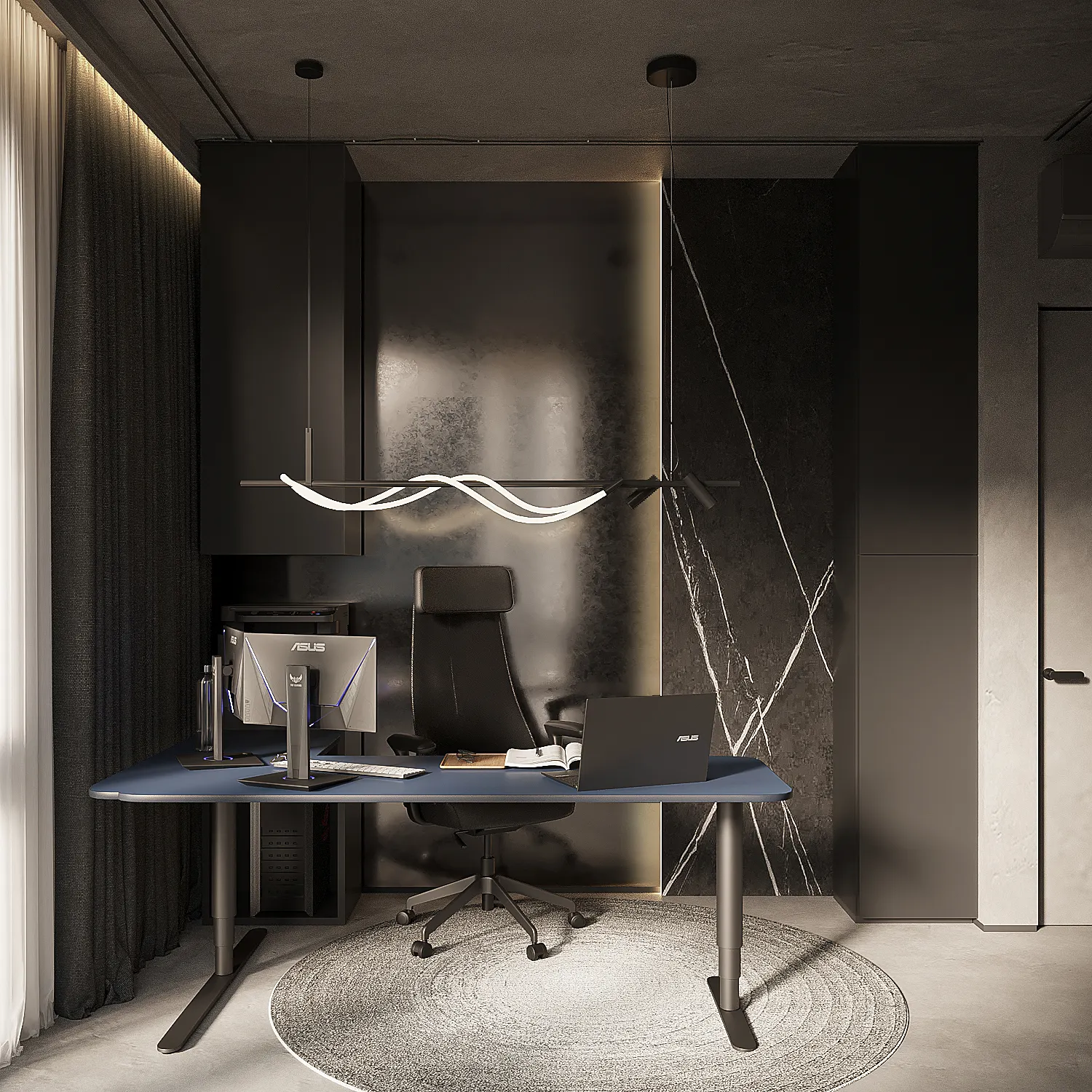 Кабинет — ЖК Метрополия, 3D-визуализация, ракурс 1