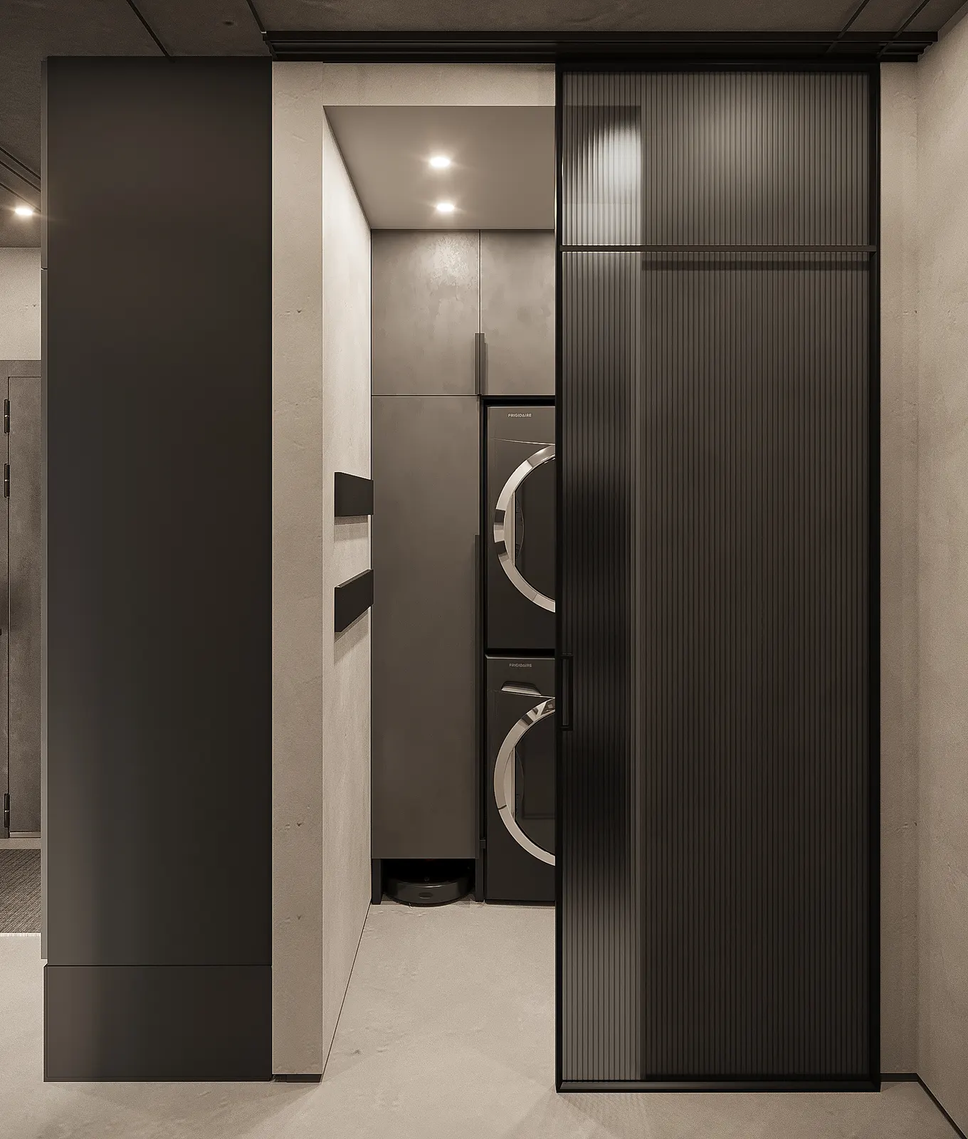 Холл и постирочная — ЖК Метрополия, 3D-визуализация, ракурс 1