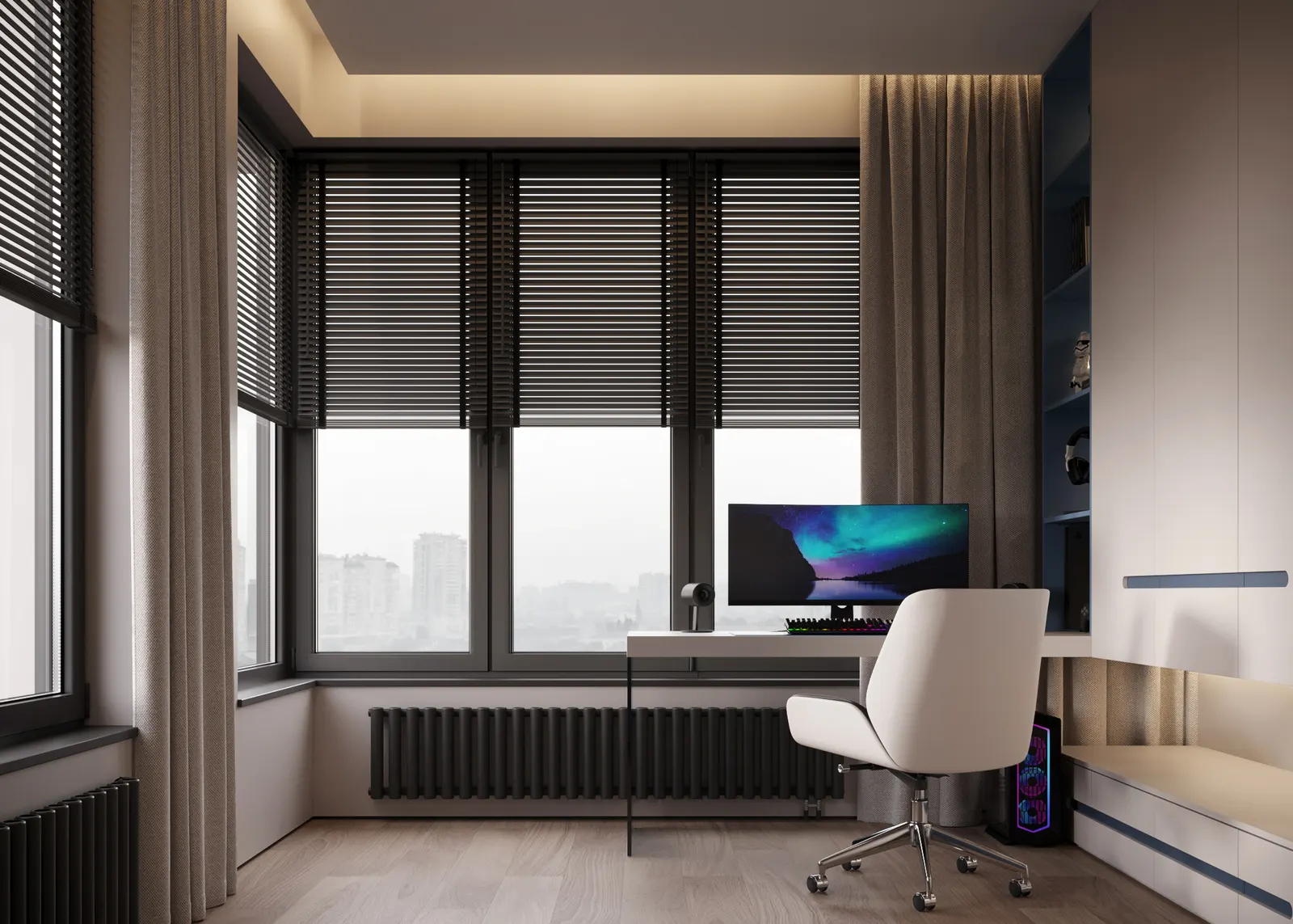 Детская · рабочая зона — ЖК Остров · 143 м², 3D-визуализация, ракурс 2