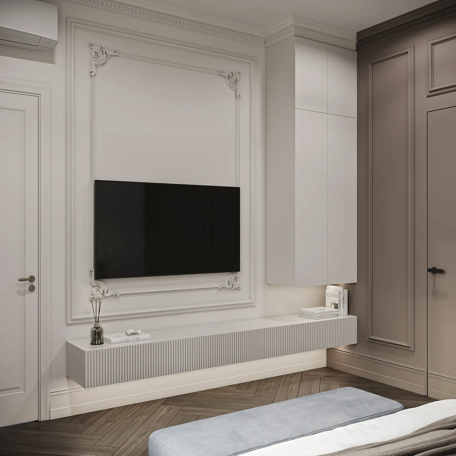Спальни с разным характером — Дом в Вешках, 3D-визуализация, ракурс 2