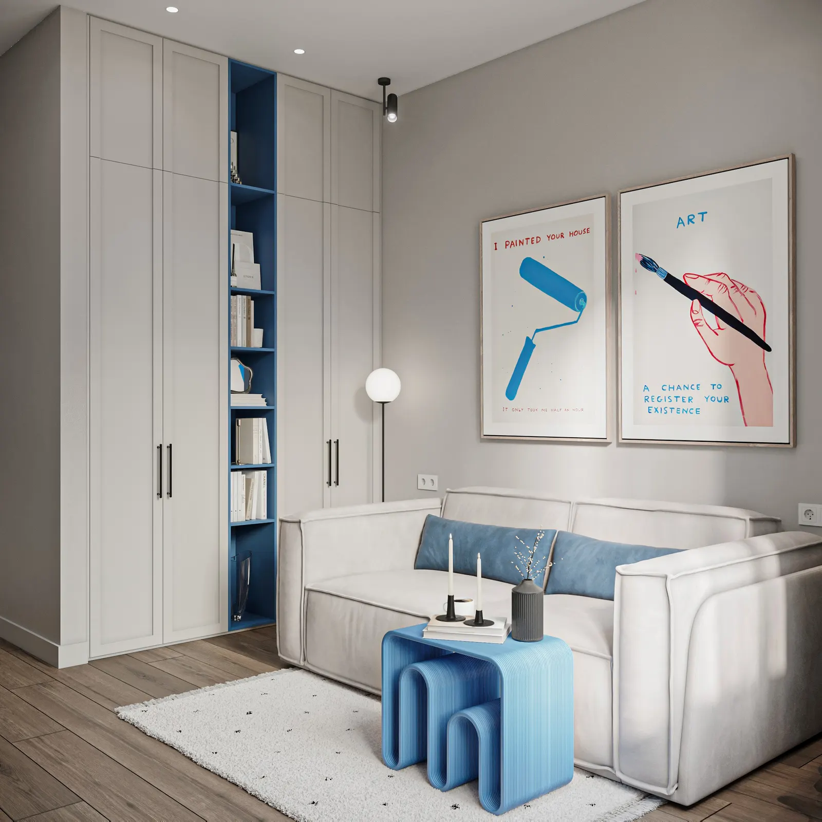 Гостевая спальня — ЖК Вест Гарден · 89 м², 3D-визуализация, ракурс 2